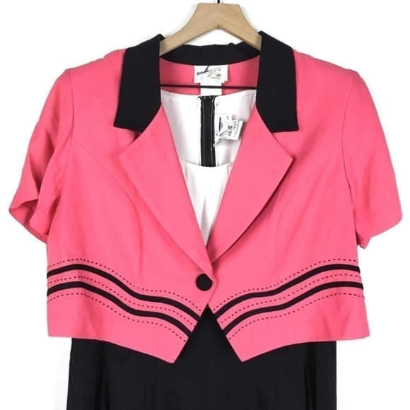 VINTAGE Romper Set Crop Jacket Shorts 80s 90s Retro Theme Party Plus Size 16W - Picture 2 of 8